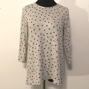 Pixley Gray with Blk polka-dots sweater SZ SM